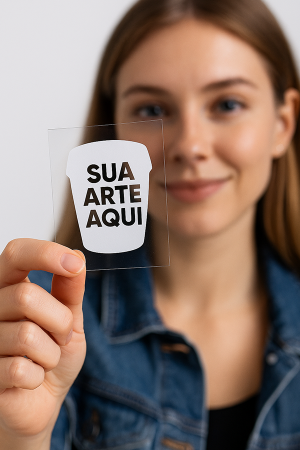 Etiquetas Transparente com tinta Branca Vinil 0,10 mm Cartela A3 4x0 CMYK + Branco Corte Reto ou Especial Pedido Mínimo R$ 50,00