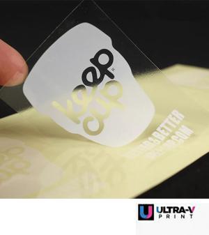 Cartelas de Etiquetas Transparente com Branco Vinil 0,10 mm Cartela A3 4x0 CMYK + Branco Corte Reto ou Especial Pedido Mínimo R$ 50,00