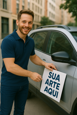 Adesivo Imã Porta De Carro Personalizado Imã 0,08mm 59x30 cm 4x0 Impressão Uv Corte Reto 