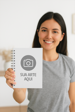 Agenda Personalizada Envie Sua Arte 2026 Capa Dura e miolo 75g Cinza 15x21 cm 4x4  Corte Reto 