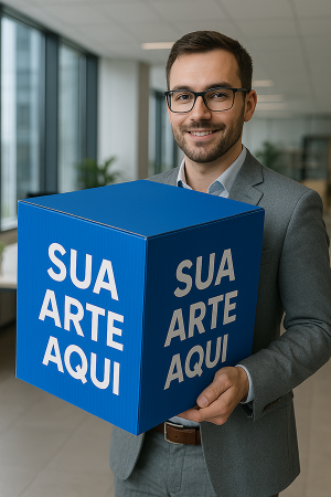 Cubo Polionda Personalizado Polionda 3 mm 40x40x40 cm 4x0 Adesivado e laminado de Fosco Corte Especial e dobra 