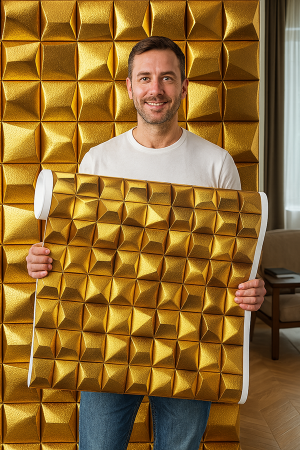 DECCOR | GOLDEN Vinil Adesivo 58x300 cm 4x0 Impresso Corte Reto 