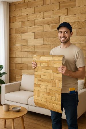 DECCOR | WOOD Vinil Adesivo 58x300 cm 4x0 Impresso Corte Reto 