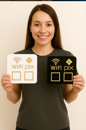 Display de Acrílico Pix e WiFi Acrílico 8x14 cm Frente Corte a Laser  