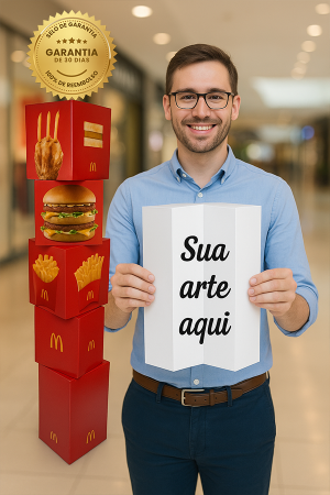 DISPLAY TRIEDRO 4 PARTES Polionda 40x40 4x0 Adesivado Corte Reto, Dobra e VHB 