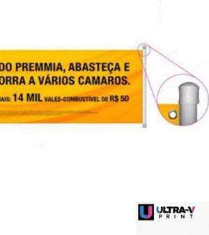 Faixa em Lona 380g Lona Fosca 380g Venda por Metro Quadrado 4x0 Sem Verniz Bastão de Madeira, ponteiras e corda Pedido Mínimo R$ 50,00