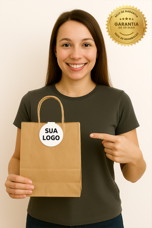 Kit com 300 Lacres Fecha Bolsa Branco Brilho 6x3 cm 4x0 Impresso Corte Especial 