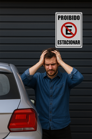 Placa Proibido Estacionar Placa de PS 1mm 20x30 cm e 30x40 cm 4x0 Impresso Uv Corte Especial 
