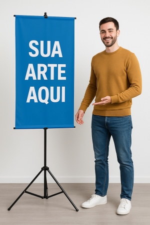 Porta Banner Promocional Alumínio Natural Banners até 170 cm de Altura  Garra Simples para 1 Banner  Pronta Entrega