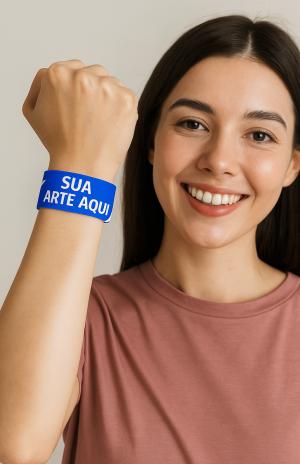 Pulseira para Eventos kit com 100 Tyvek 22x1 cm 4x0 Impresso Corte Reto 