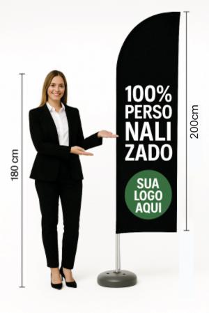 WINDBANNER COMPLETO IMPACTO Tecido Micro Fibra  - 65x200cm Haste de Alumínio com Base de Plástico 4x4 Impressão sublimática Costurado Cotação de frete para todo Brasil leia a descrição