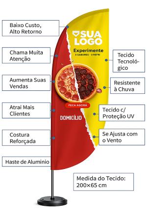 WINDBANNER COMPLETO IMPACTO Tecido Micro Fibra  - 65x200cm Haste de Alumínio com Base de Plástico 4x4 Impressão sublimática Costurado Cotação de frete para todo Brasil leia a descrição