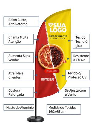 WINDBANNER COMPLETO COMPACTO Tecido Micro Fibra - 60X145CM Haste de Alumínio com Base de Plástico 4x4 Impressão sublimática Costurado Cotação de frete para todo Brasil leia a descrição